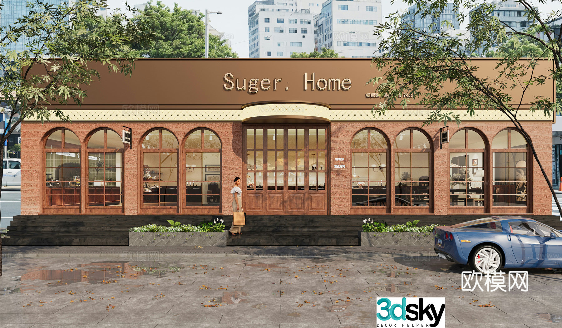 French Western Restaurant Portal Head Western Restaurant Appearance Western Restaurant Facade French Western Restaurant Cafe 3D Model