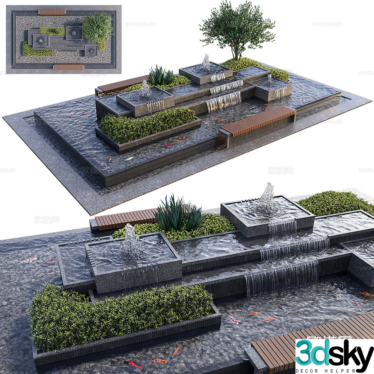 Modern garden landscape 3d model