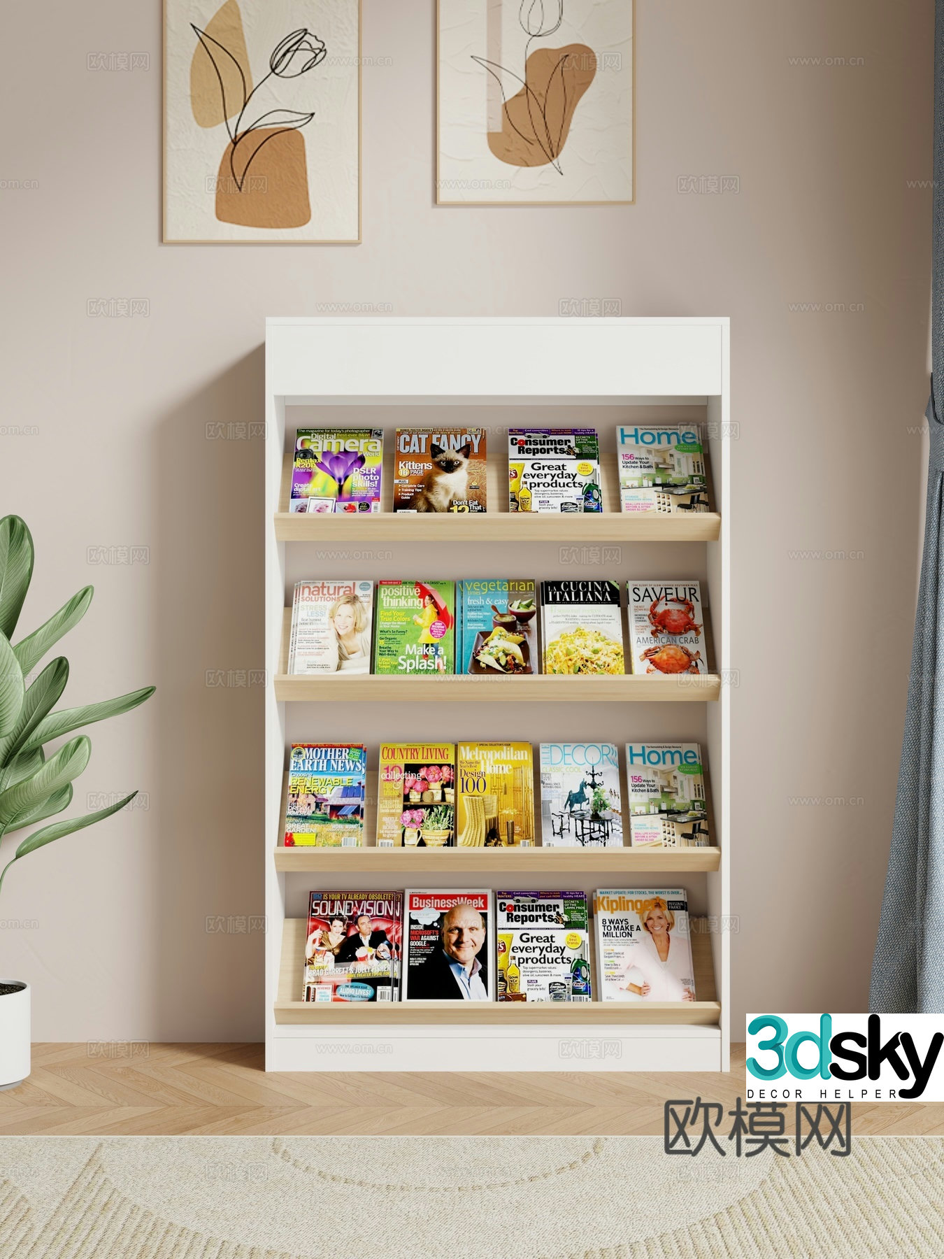 Display cabinet Magazine cabinet Shelf 3D model