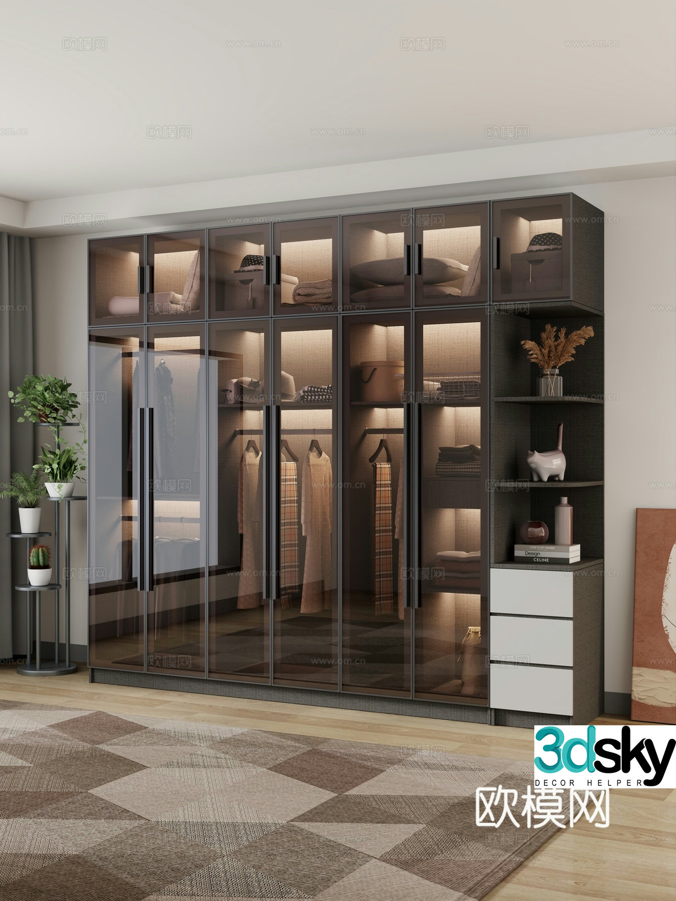 Modern wardrobe Glass wardrobe Wardrobe decoration Custom wardrobe 3d model