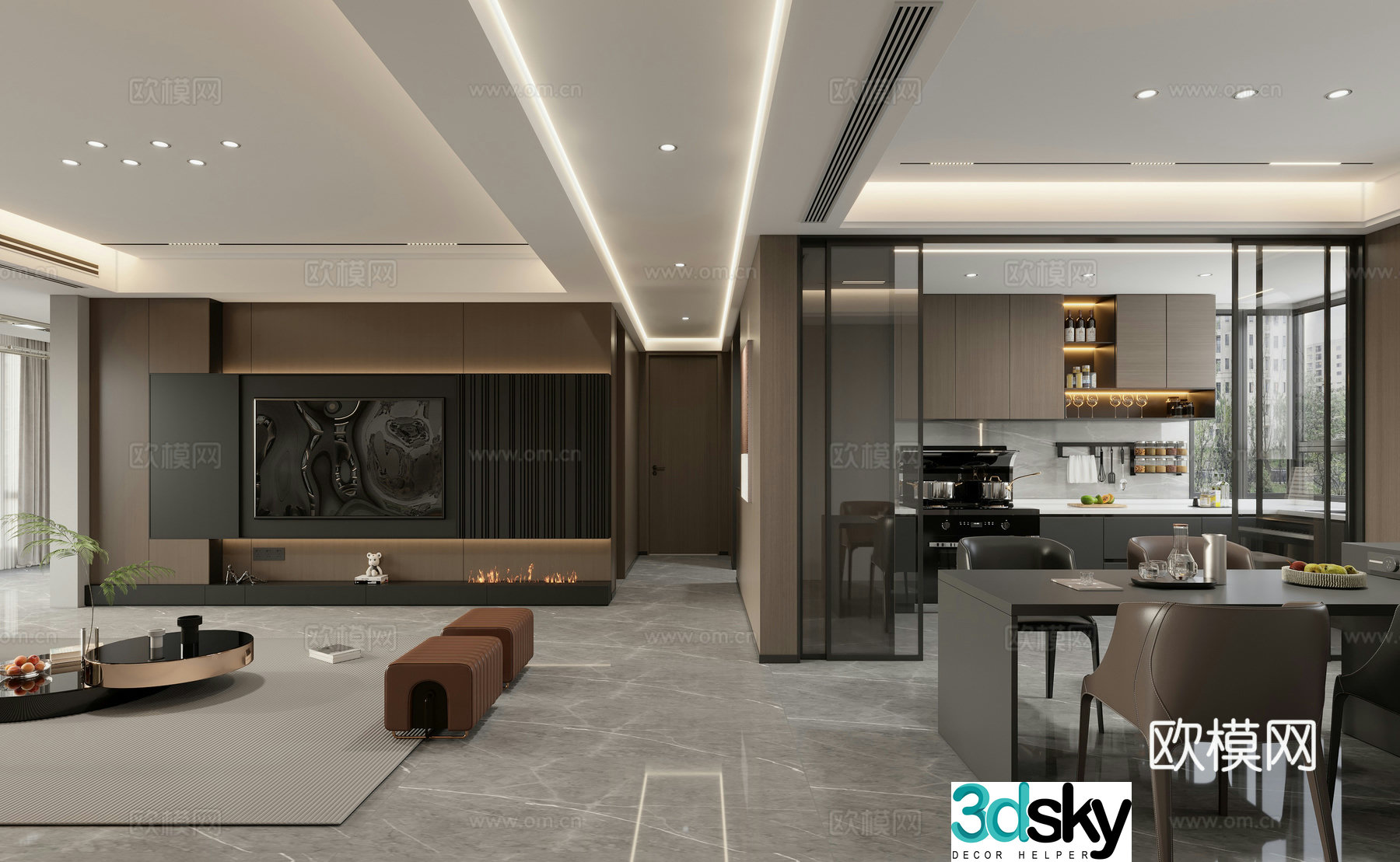 Modern Italian dining room 3d model