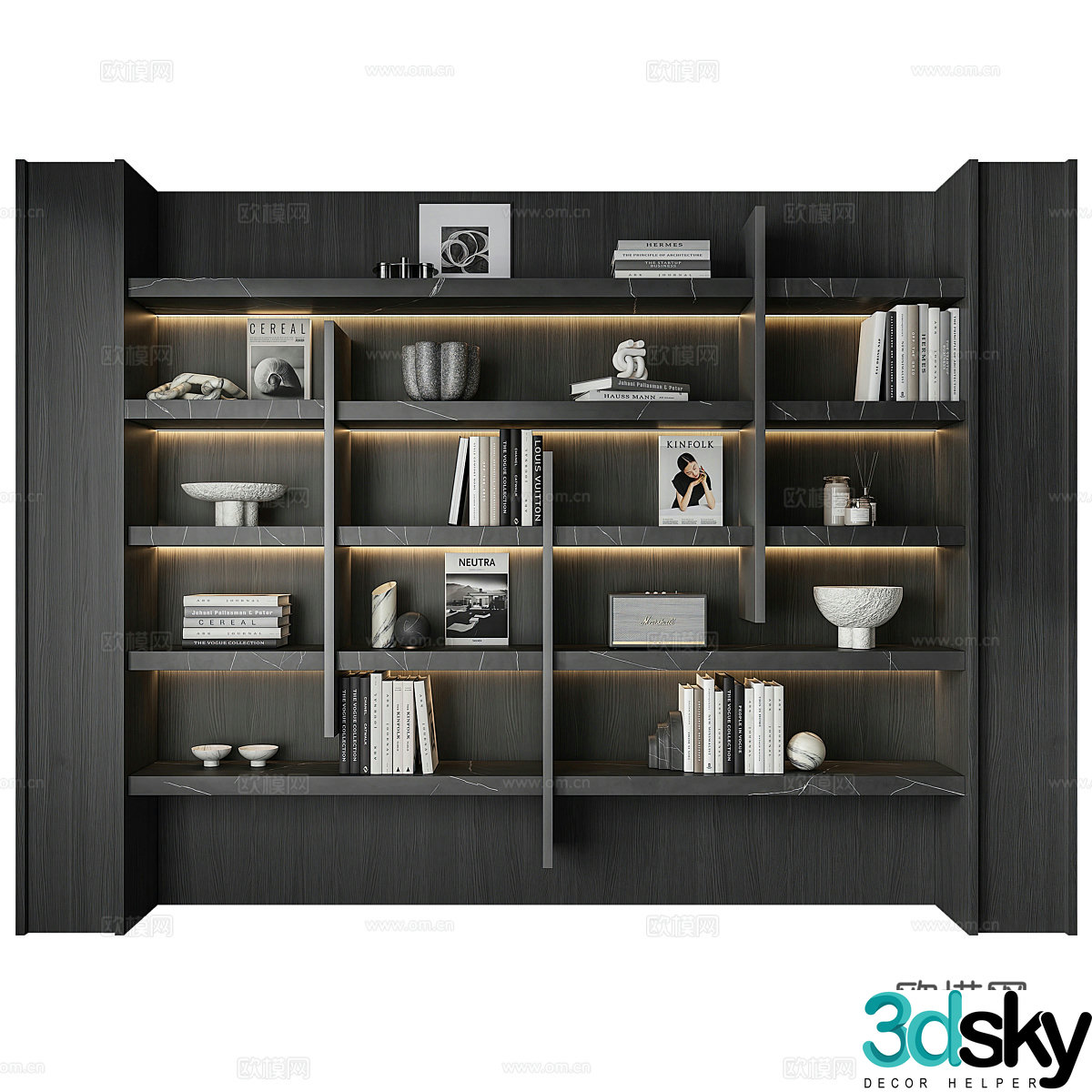 Modern Italian light luxury decorative bookcase 3D model