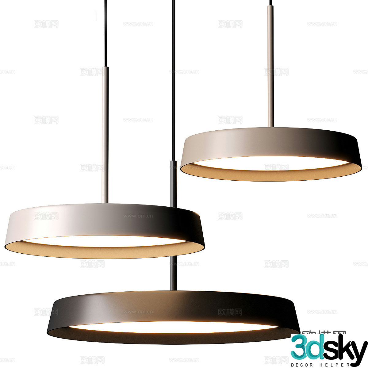 Modern minimalist decorative hanging line light 3d model