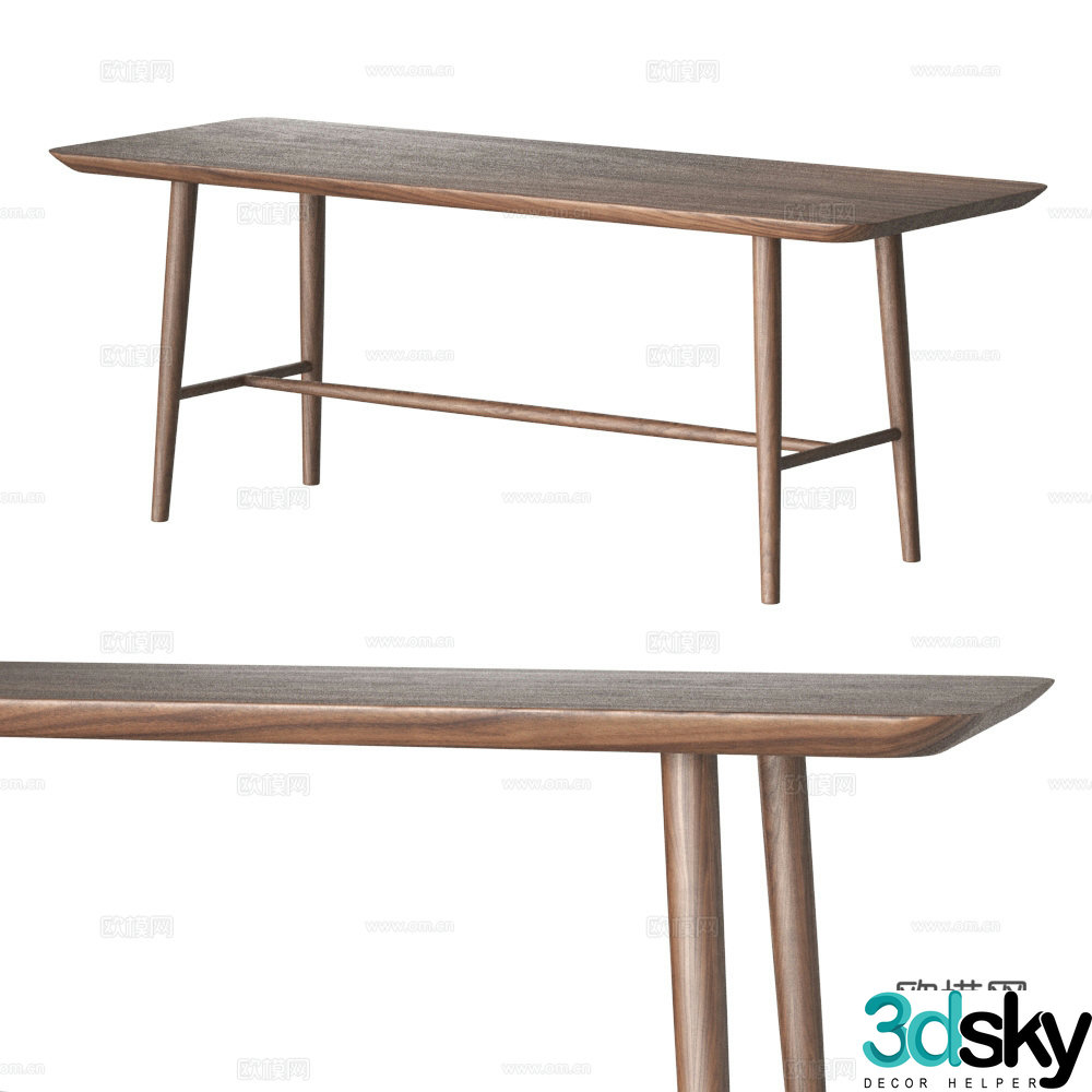 Solid wood table large table 3D model