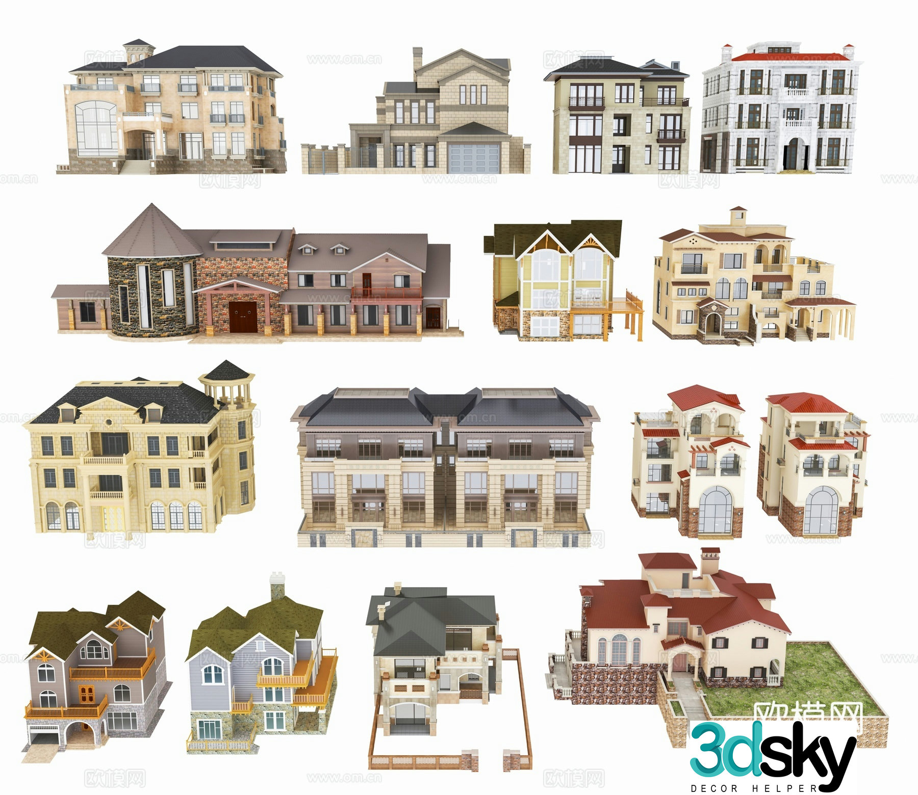 Single-family villa European style villa 3d model