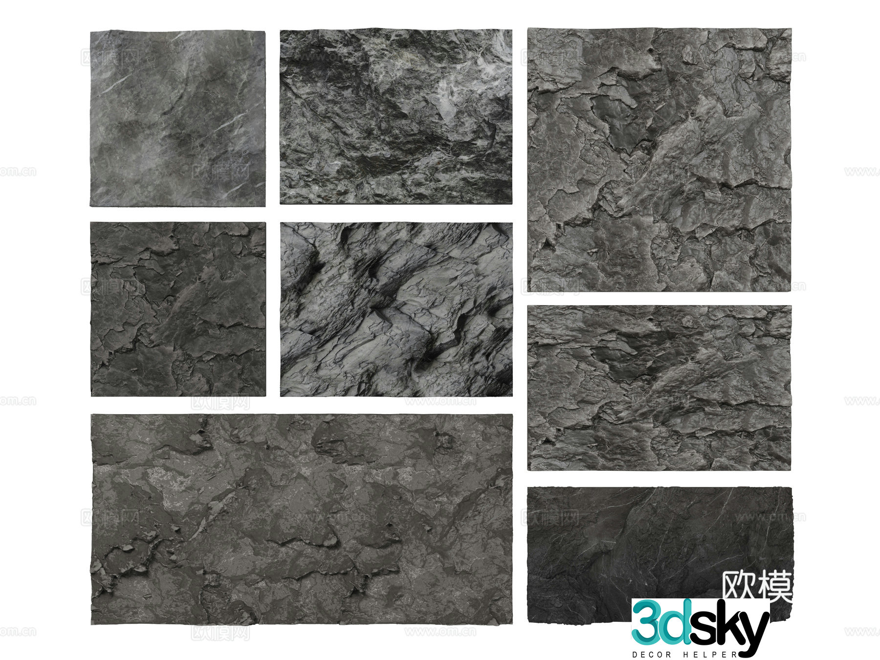 Modern wall decoration Stone wall decoration Rock pendant 3D model