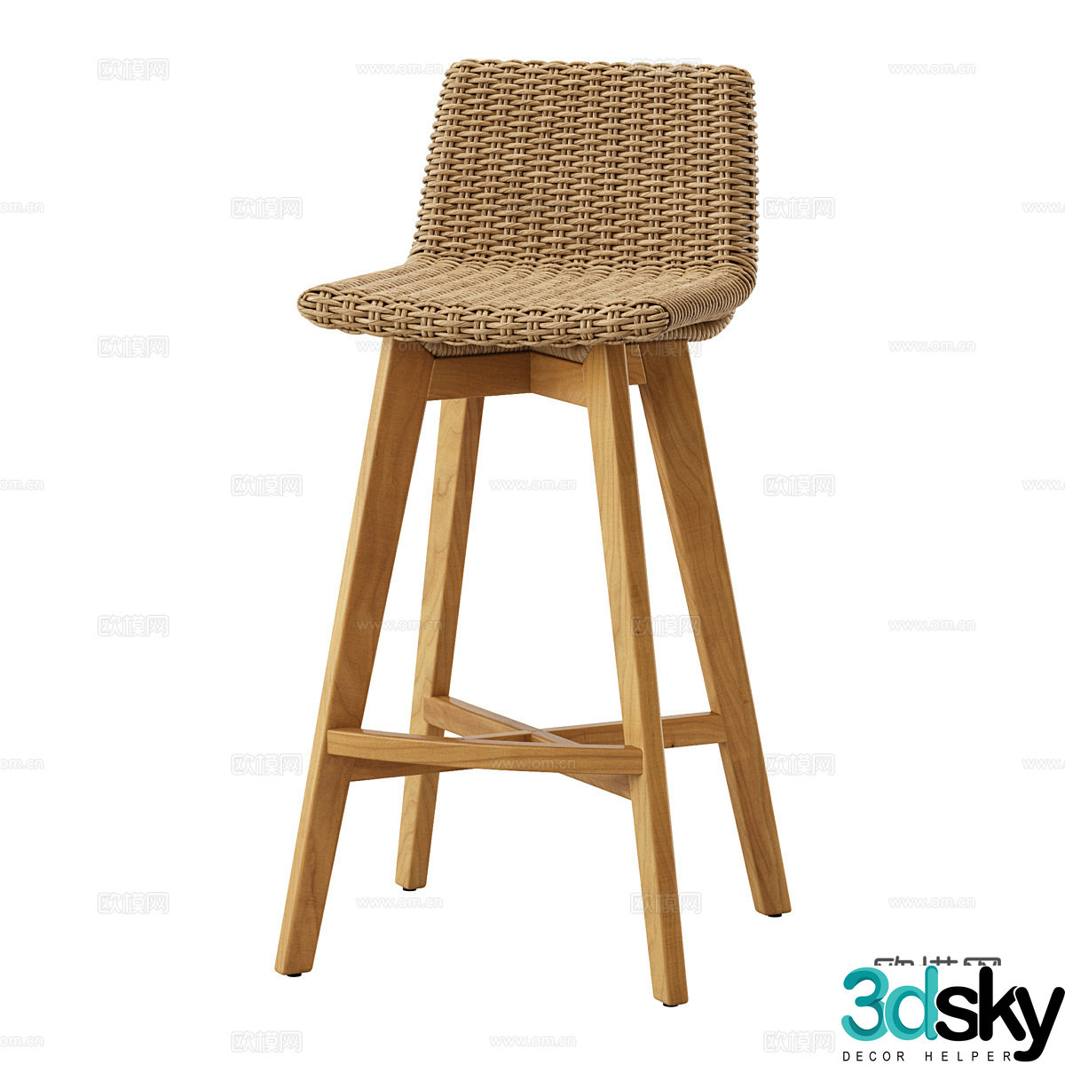 Nordic simple bar stool bar chair simple bar stool 3D model