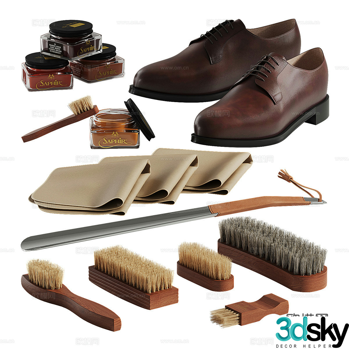 American retro shoe shining tool 3d model