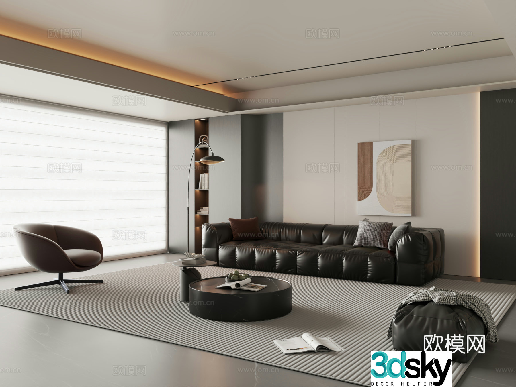 Modern Italian home living room sofa coffee table combination 3D model