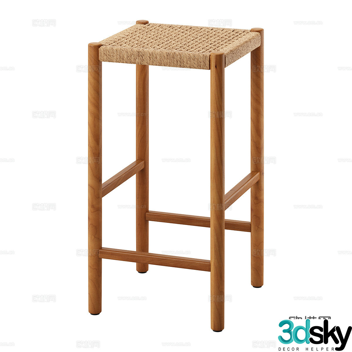 Nordic simple bar counter bar stool casual bar stool wooden bar stool 3D model