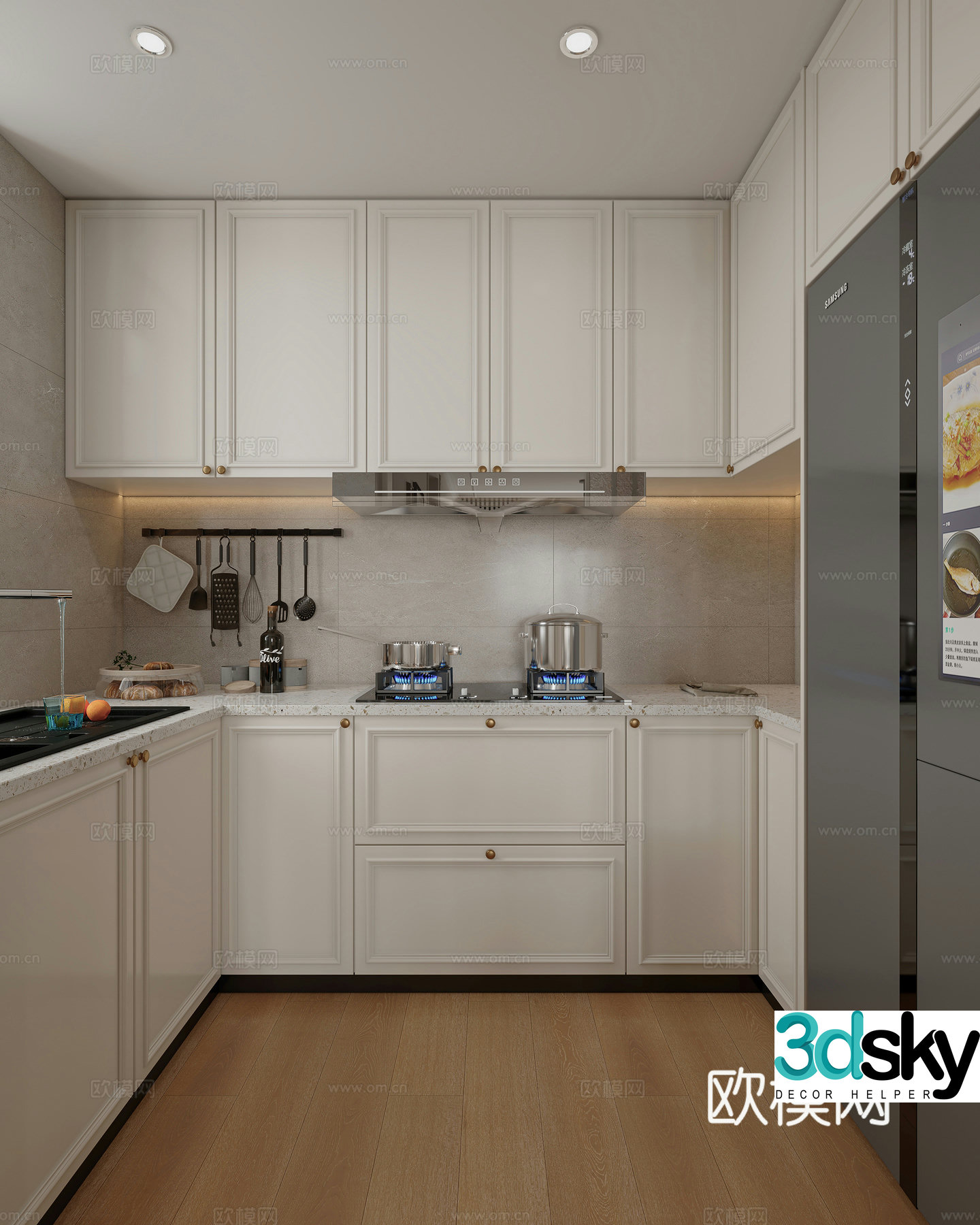 French retro style kitchen 3d model