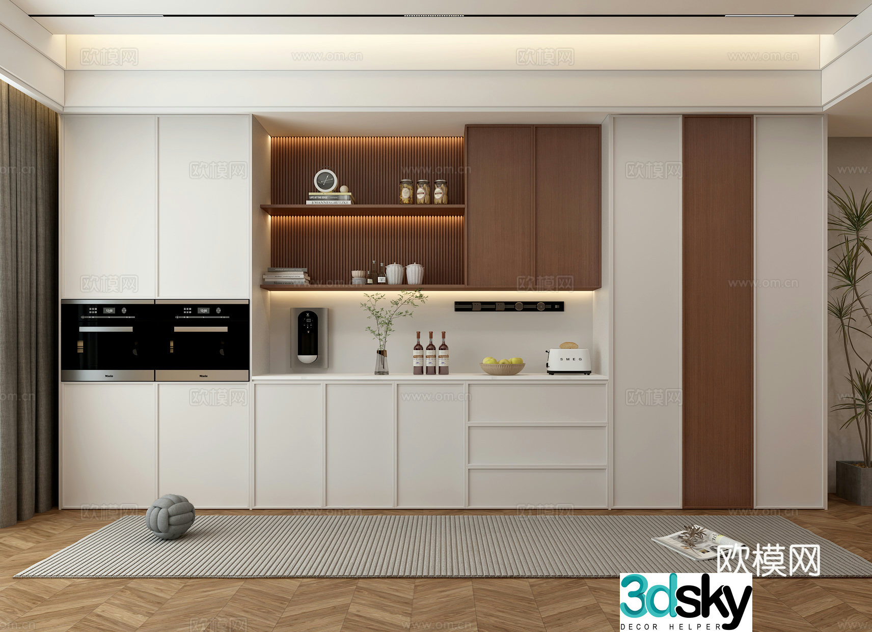 Modern medieval sideboard Modern medieval style wine cabinet Semi-open wine cabinet 3D model