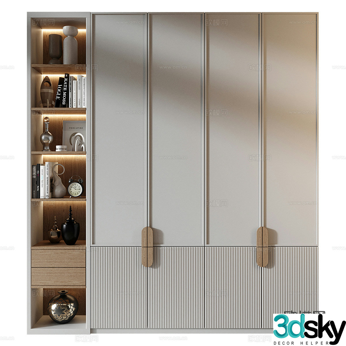 Modern Cream Trench Wardrobe 3d Model