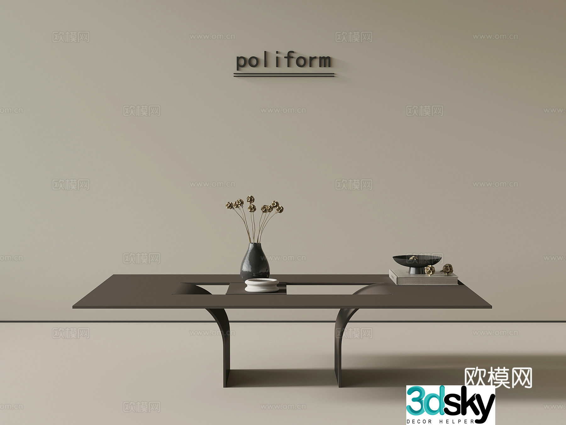 Modern simple coffee table Square coffee table 3D model