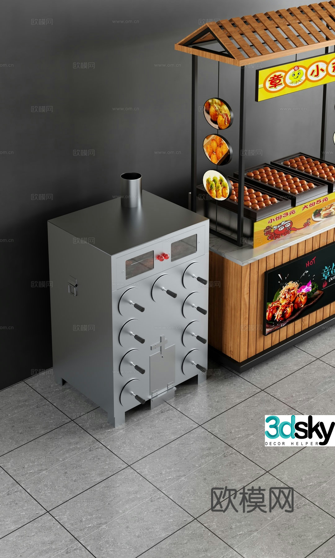 Sweet potato machine roasted sweet potato street stall truck 3D model