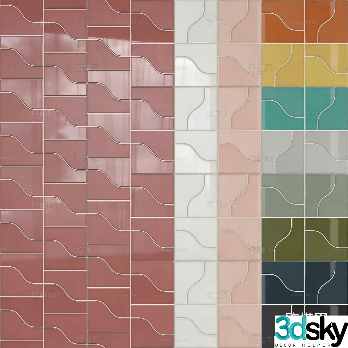 Ceramic tiles Flower tiles Antique tiles Cement tiles 3d model