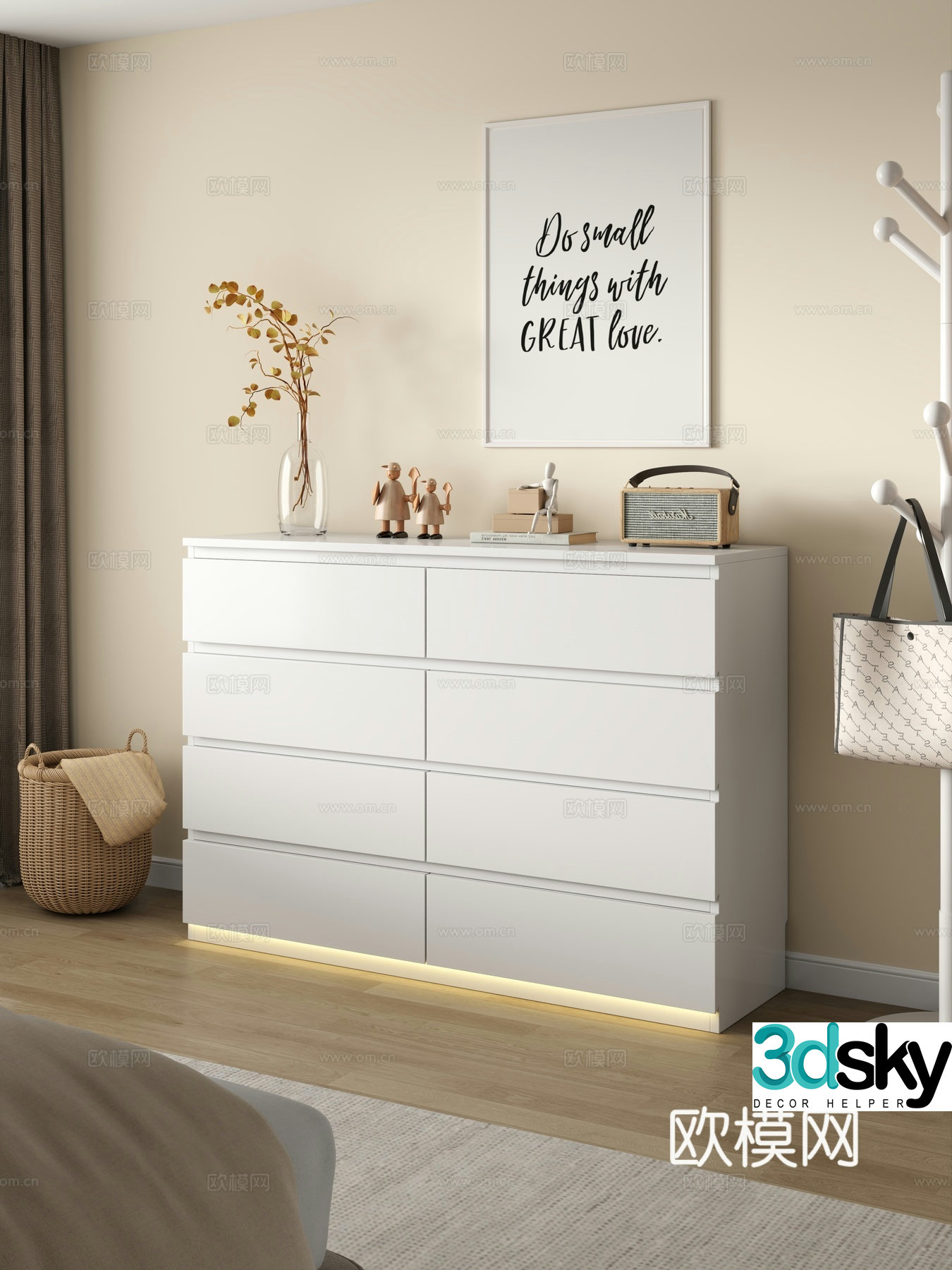 Modern chest of drawers side cabinet bedside cabinet storage cabinet entrance cabinet 3d model