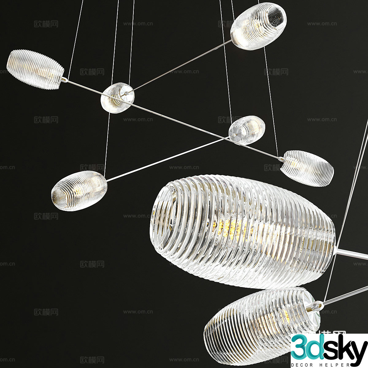 Modern light luxury decorative chandeliers 3d model