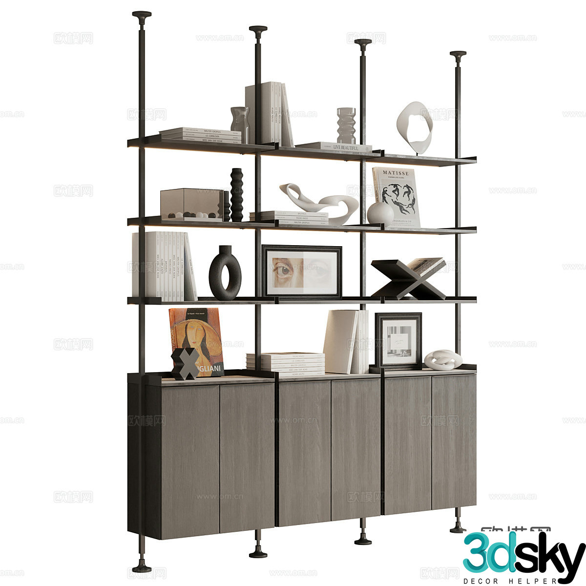 Modern Italian decorative shelf bookshelf 3d model