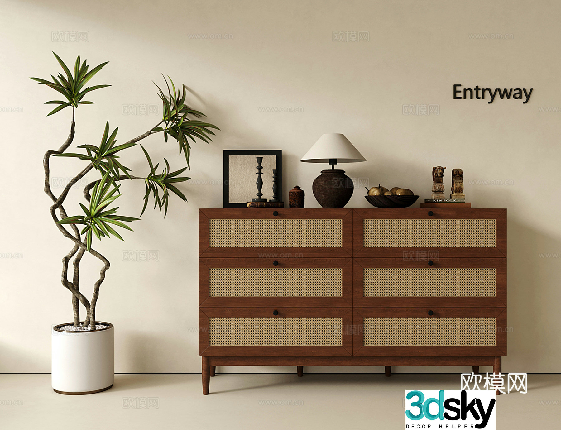 Wasabi Middle Style Porch Cabinet Decoration Cabinet Storage Cabinet Side Cabinet 3D Model