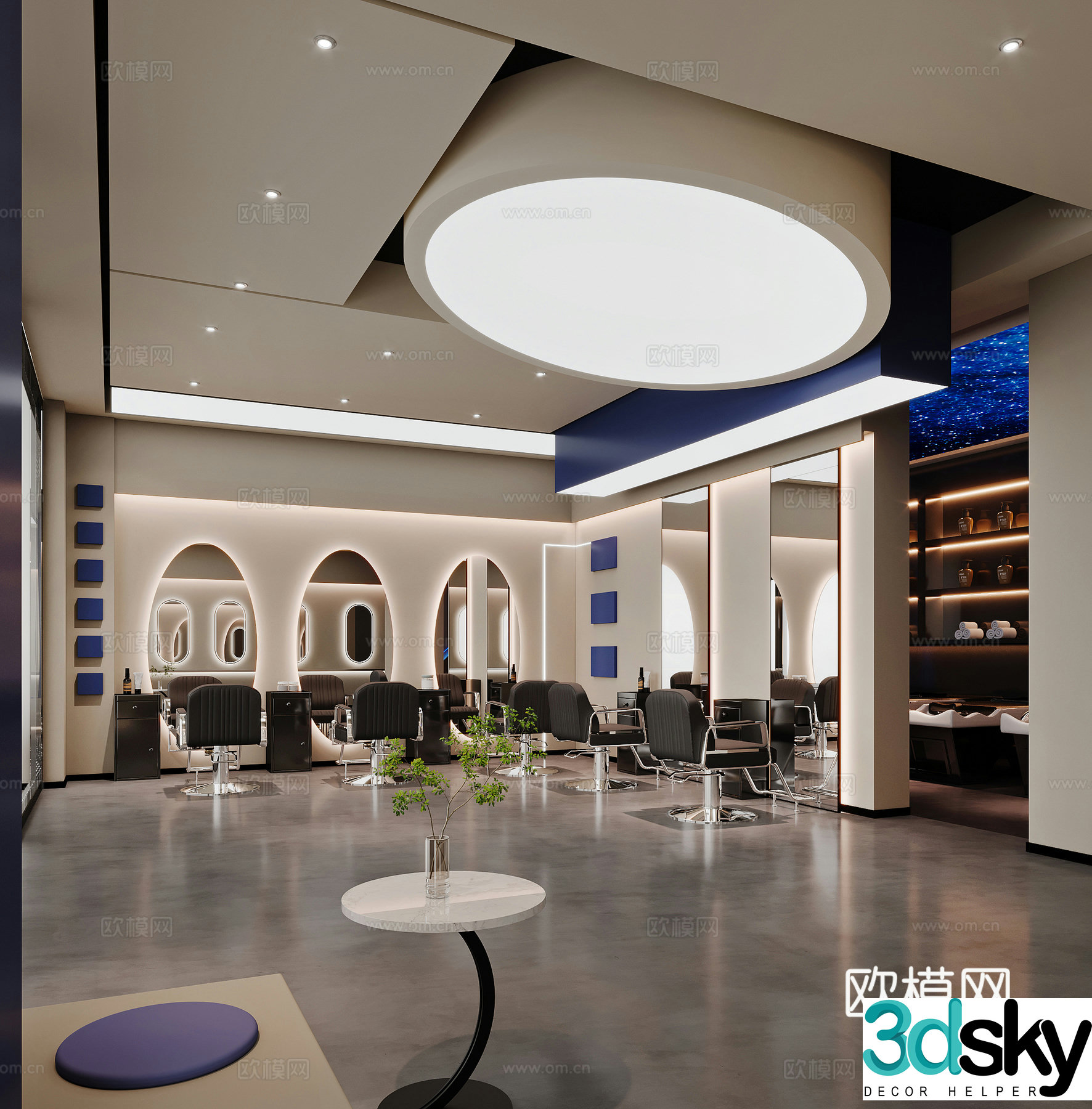 Modern barber shop 3d model