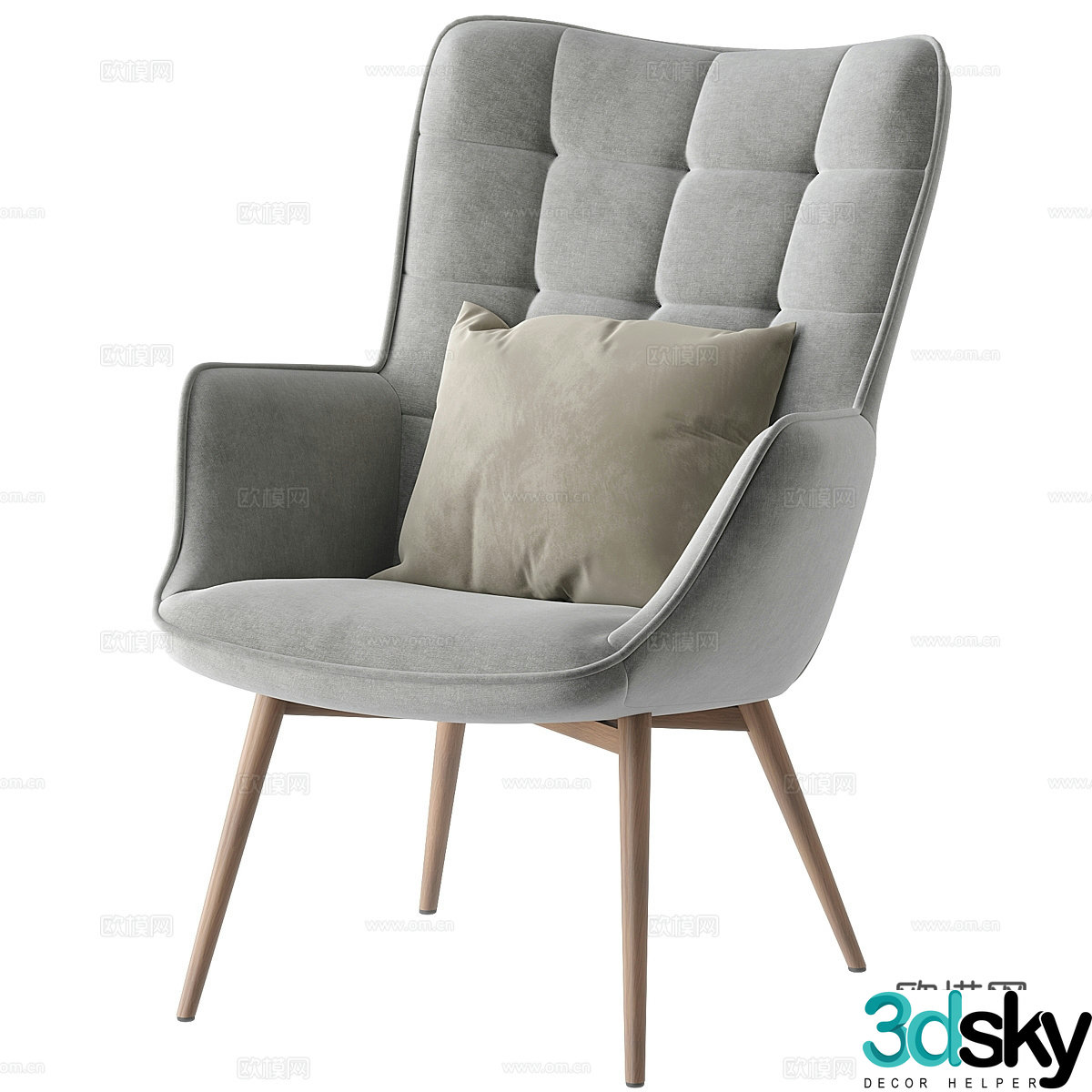 Modern Nordic Aichele Armchair 3d Model
