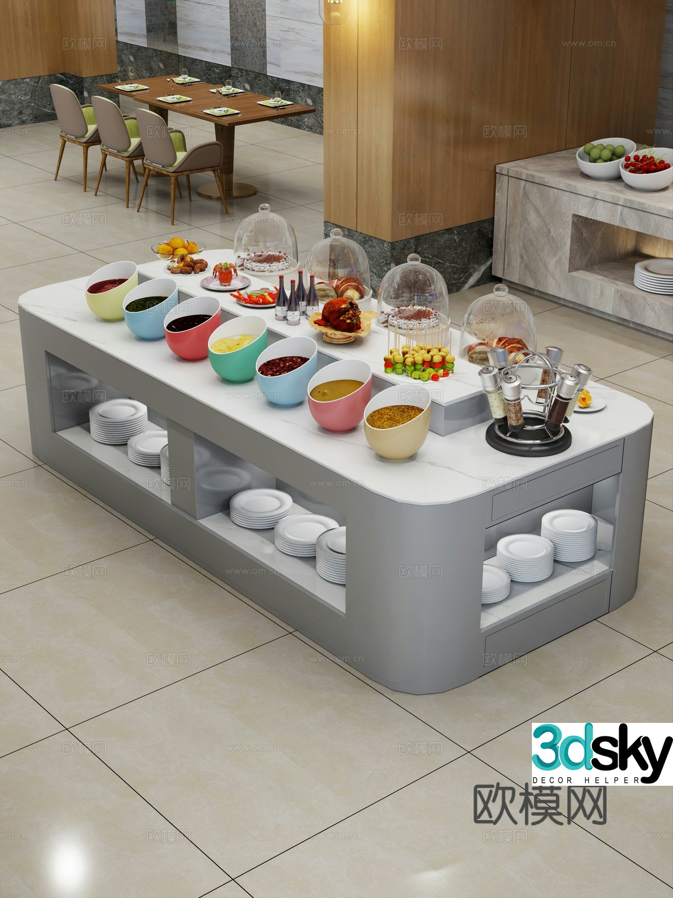 Material table Food table Decoration 3D model