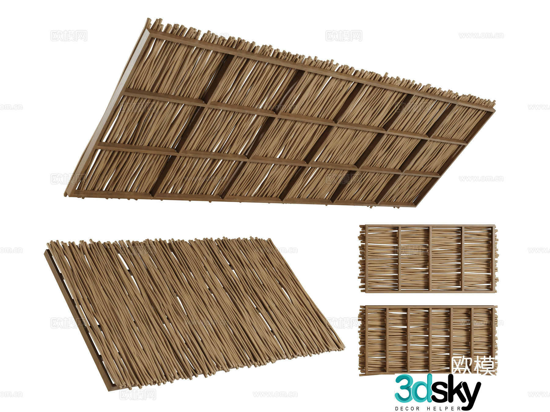 Modern wooden ceiling wooden beams floor wooden roof 3d model