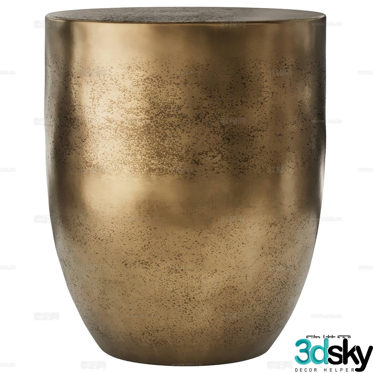 Modern light luxury Kenzie Drum Metal edge 3D model