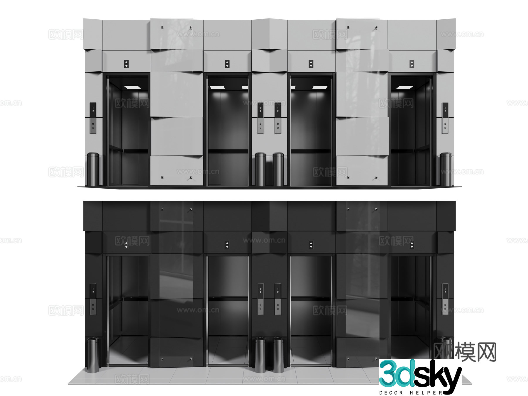 Modern elevator indoor elevator shopping mall elevator 3d model