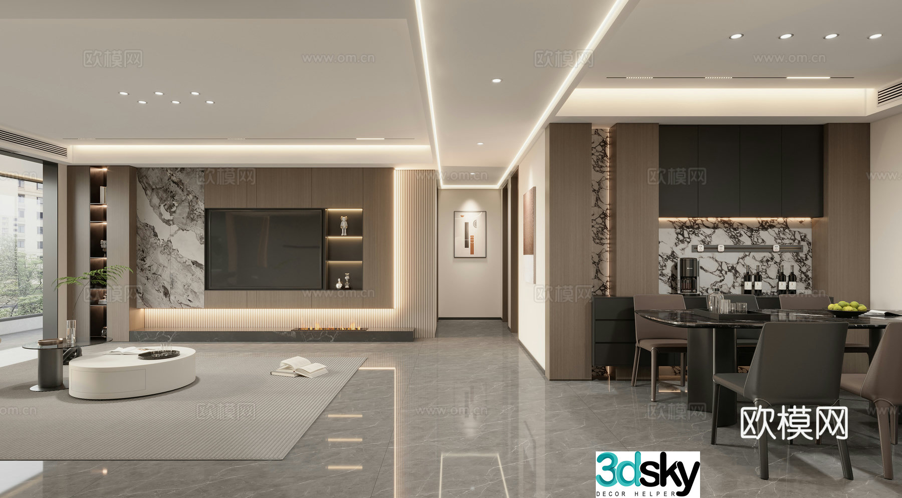 Modern Italian dining room 3d model