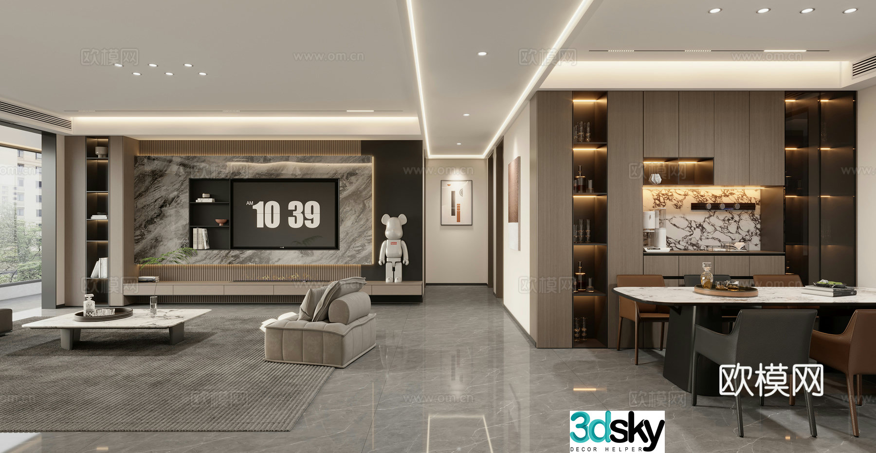 Modern Italian dining room 3d model