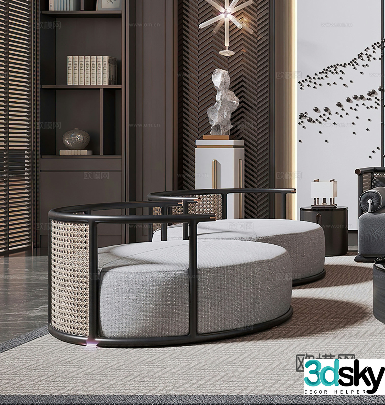 New Chinese casual chair ornaments New Chinese single sofa casual sofa 3d model