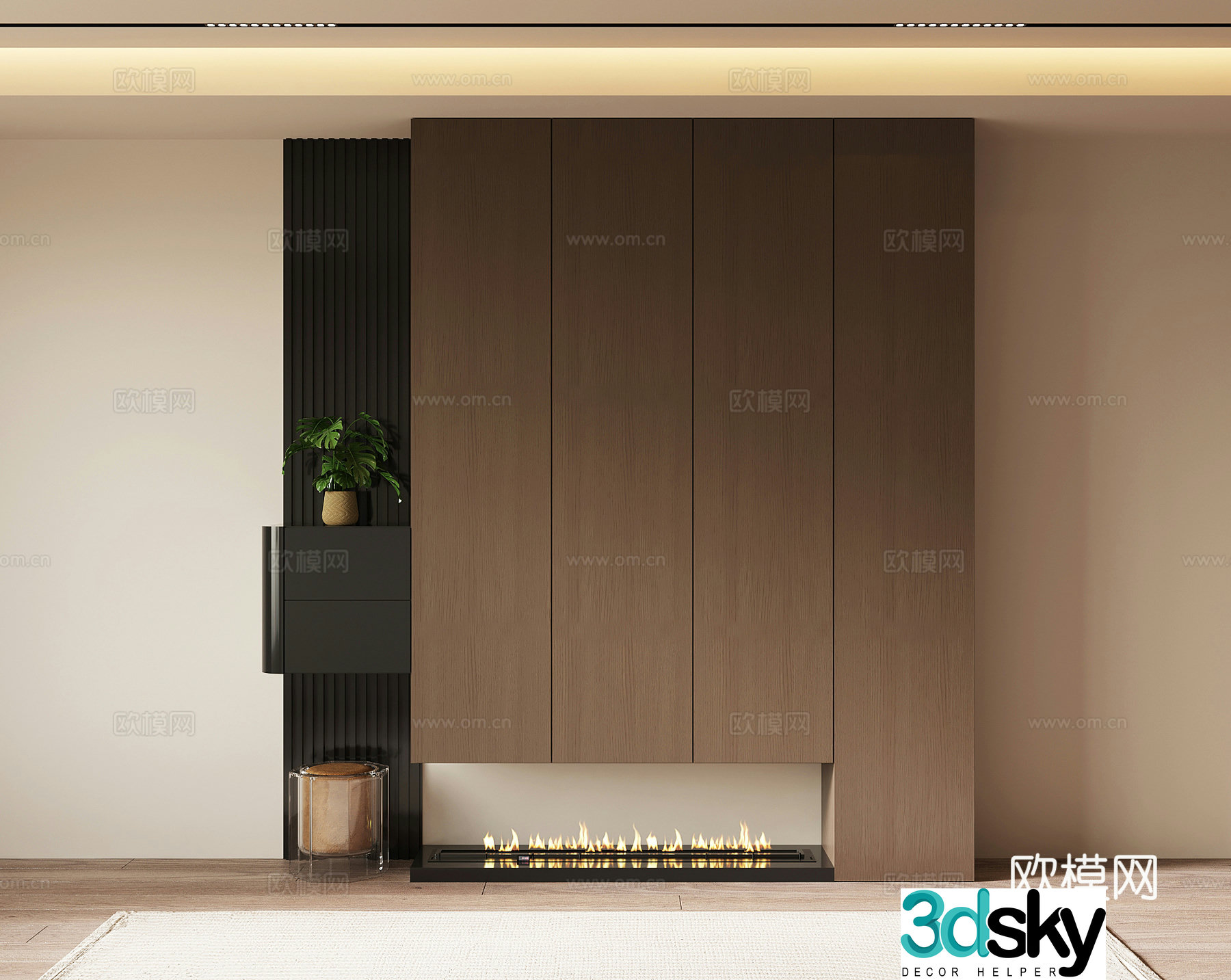 Italian minimalist shoe cabinet 3D model of the entrance shoe cabinet