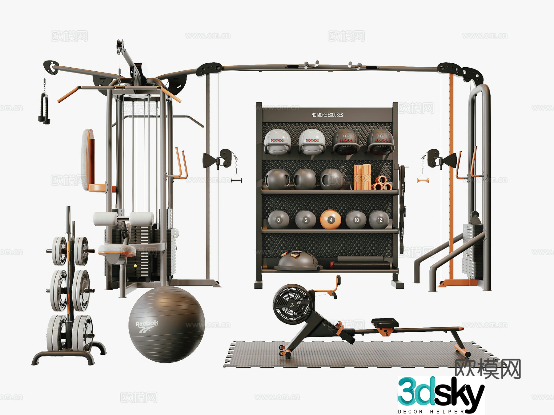 Modern fitness equipment 3d model