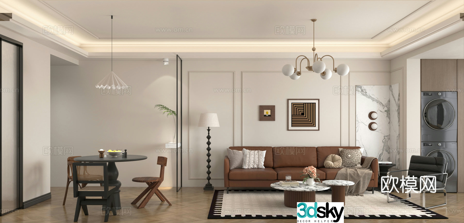 French medieval living and dining room 3D model