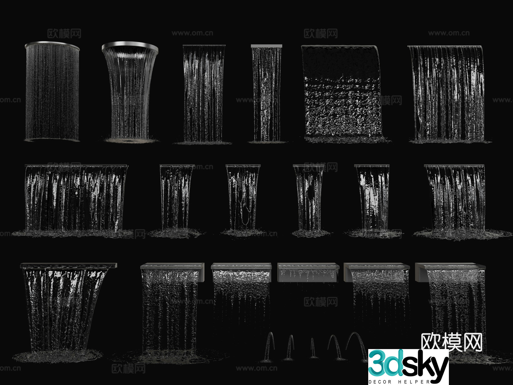Modern Fountain Running Water Water Curtain Waterfall 3D Model