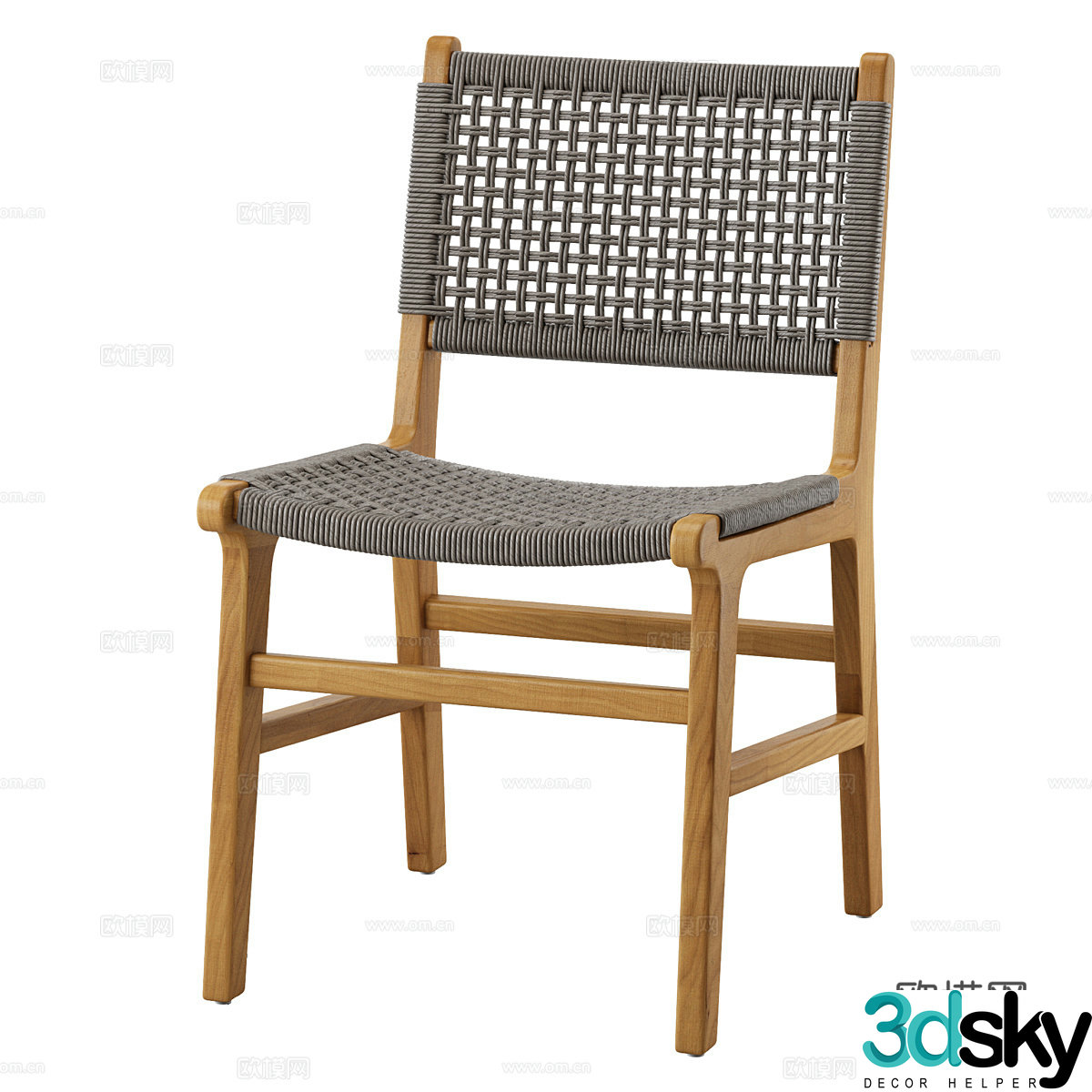 Nordic simple single chair chair simple chair rattan chair casual chair stool 3d model
