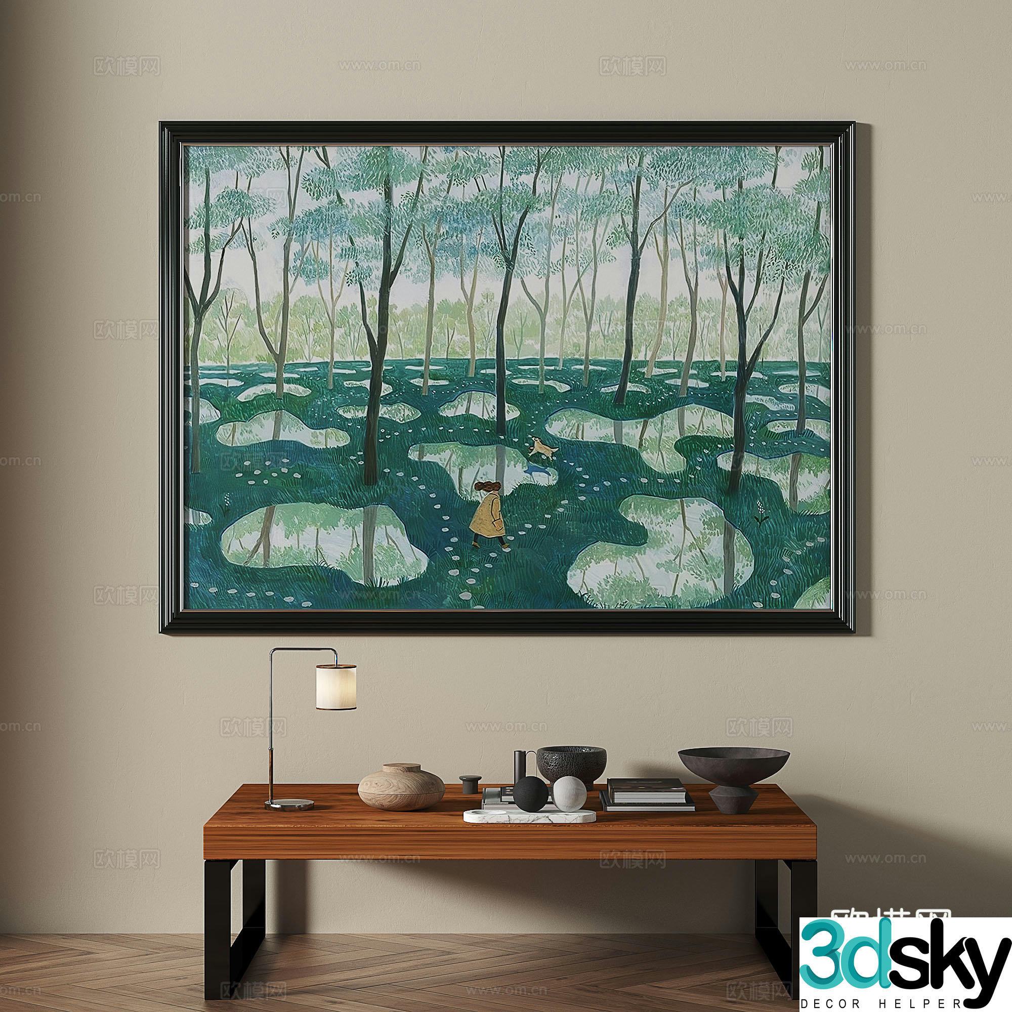 Modern retro medieval decorative painting 3d model