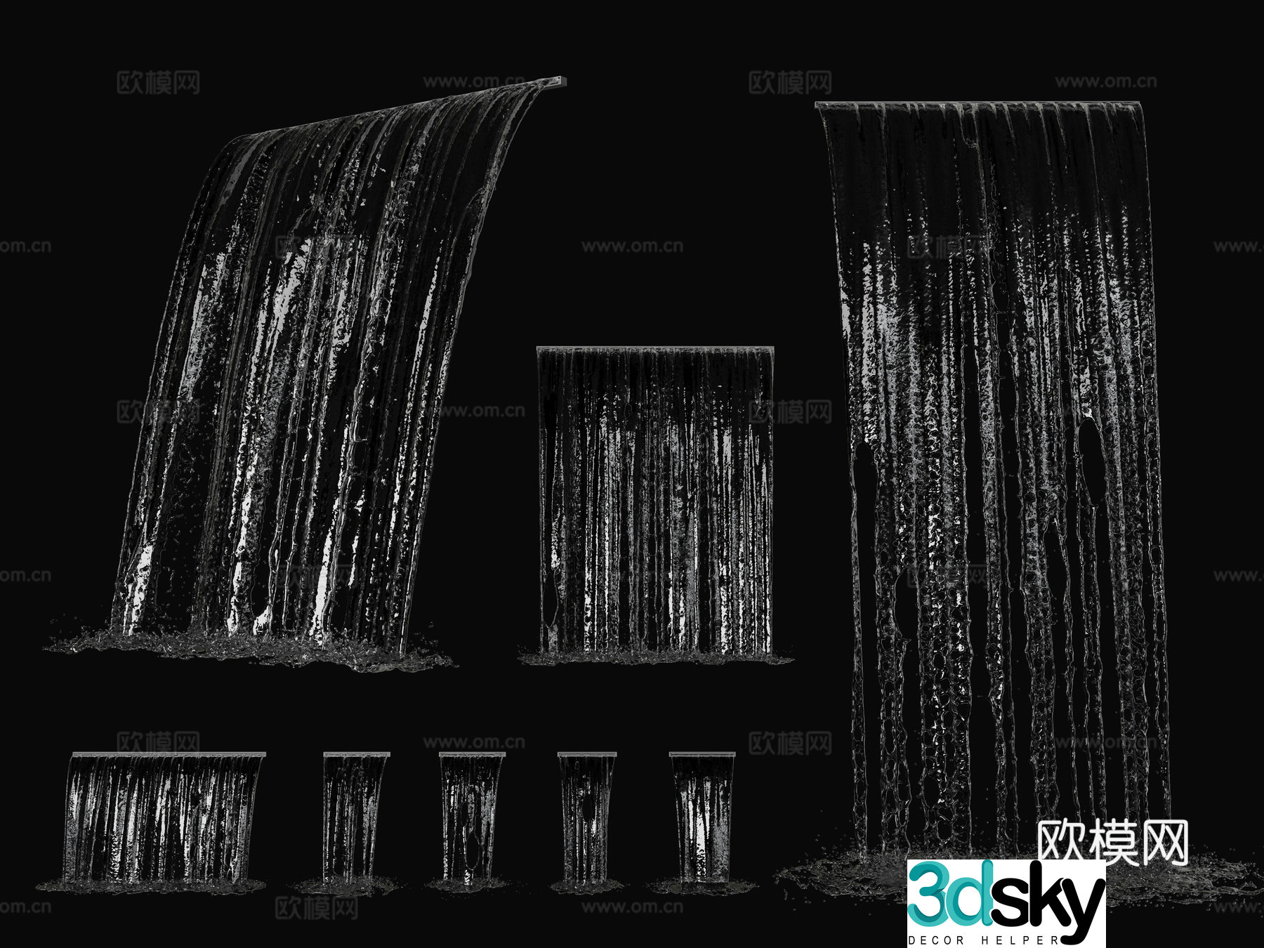 Modern Fountain Running Water Water Curtain Waterfall 3D Model