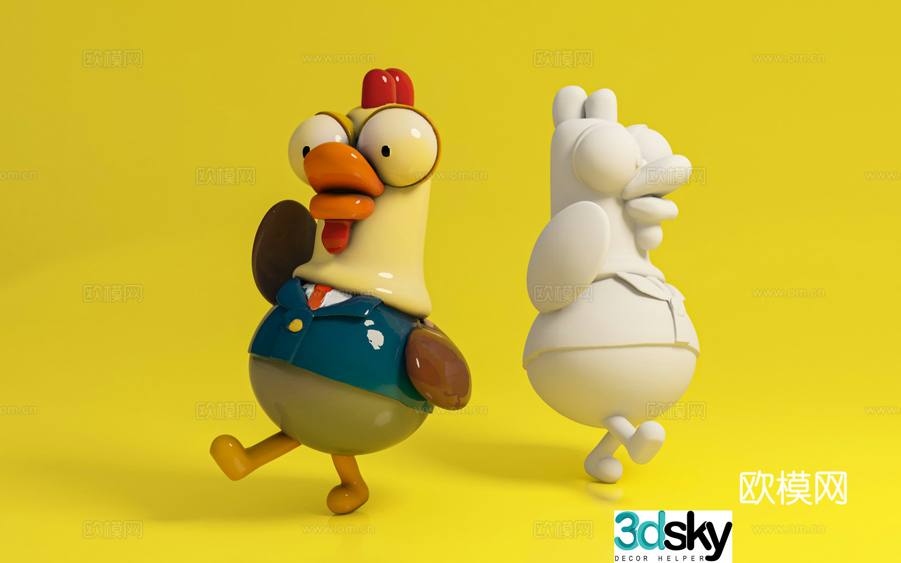 Chicken Character Cartoon Game Virtual Character Animal Figure Props Decoration Atmosphere 3D Model