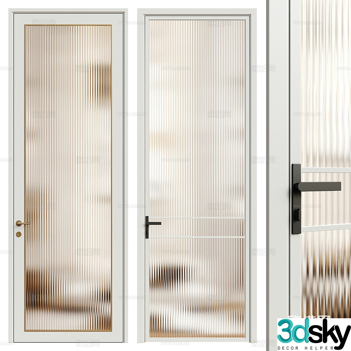 Modern minimalist glass door 3d model