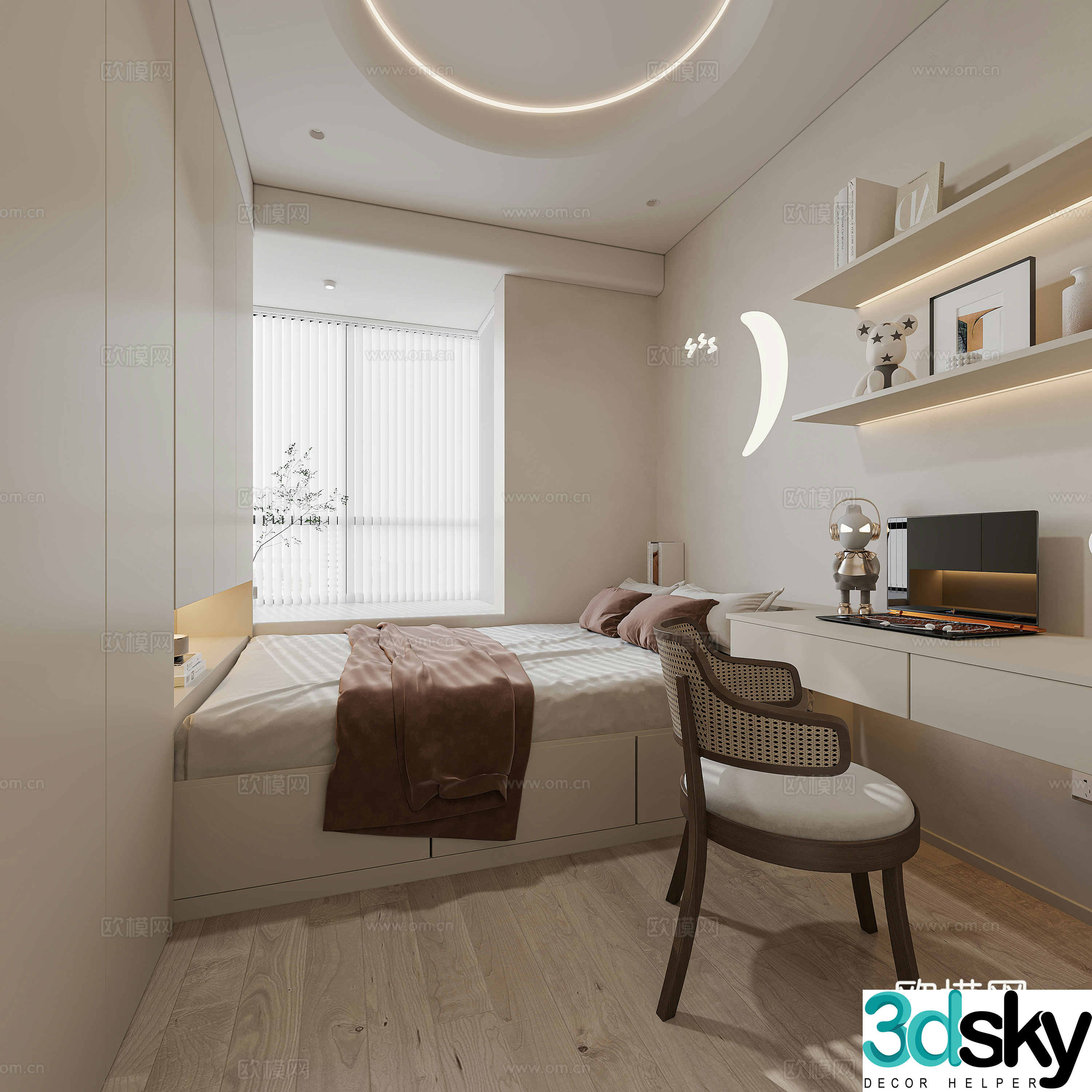Modern tatami bedroom 3d model