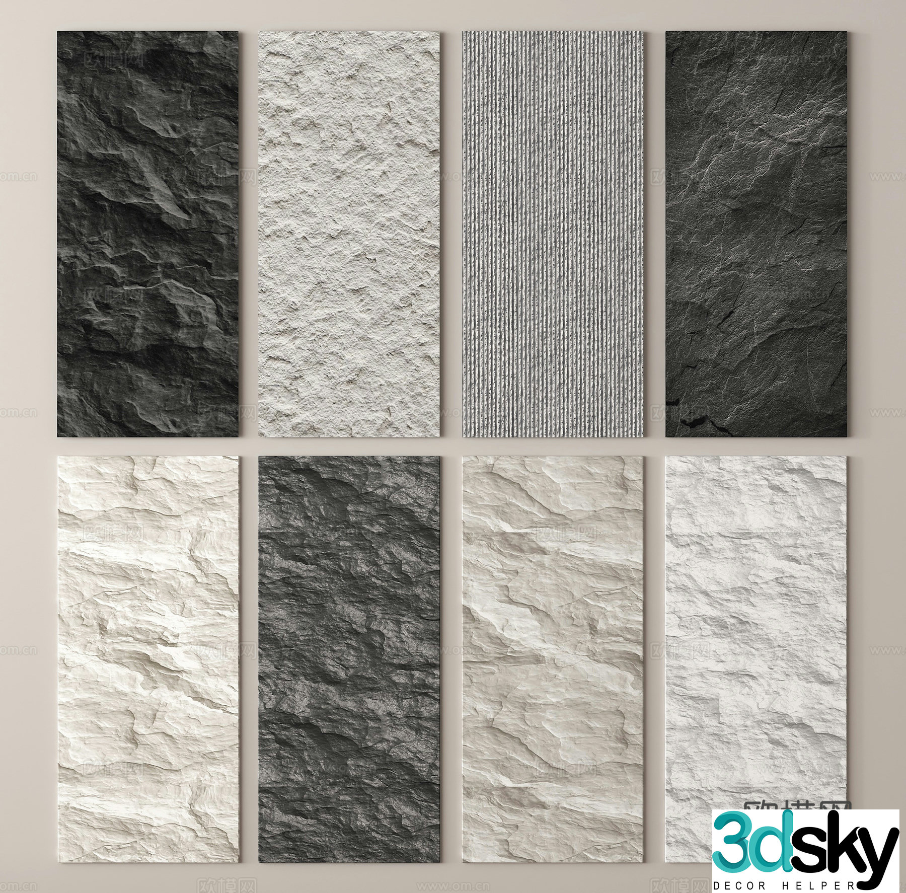 Background wall wall panel stone slab 3d model