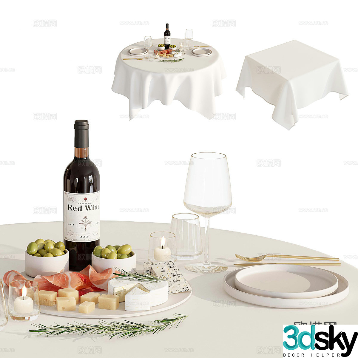 Tablecloth tableware 3d model