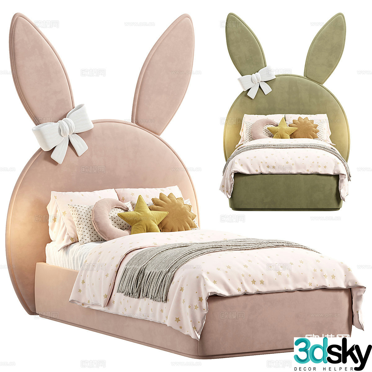 Modern Cream Style Children’s Bed 3D Model