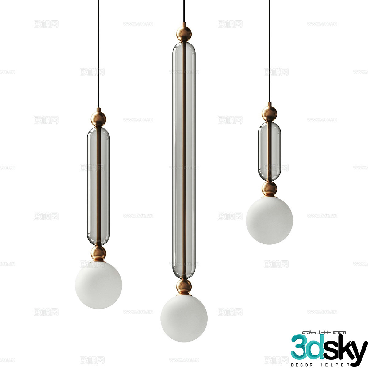 New Chinese style light luxury decorative chandelier 3D model
