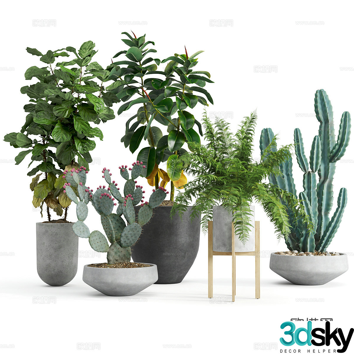 Modern green bonsai pot 3d model