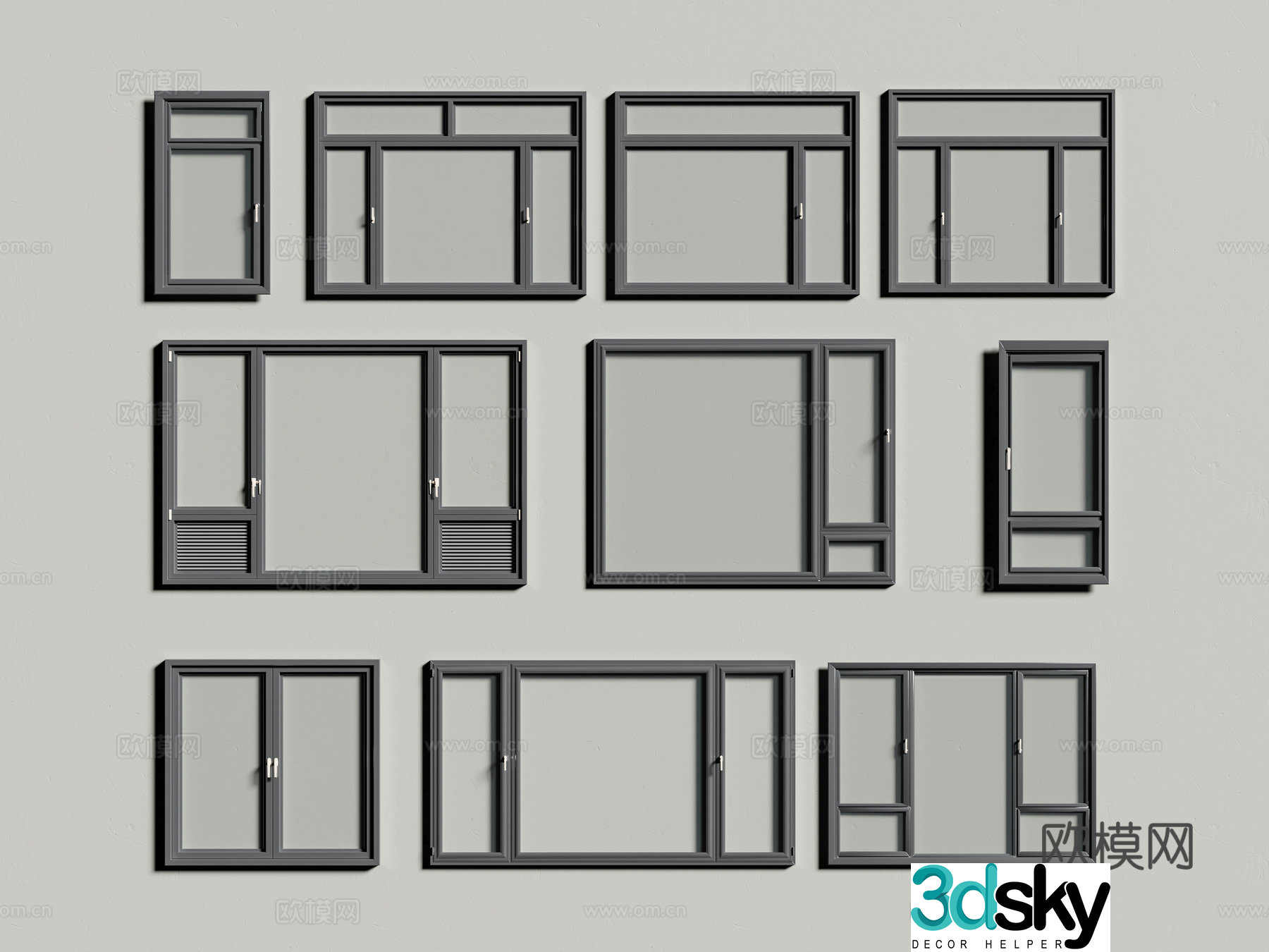 Modern windows broken bridge windows casement windows floor-to-ceiling windows aluminum alloy windows 3D model