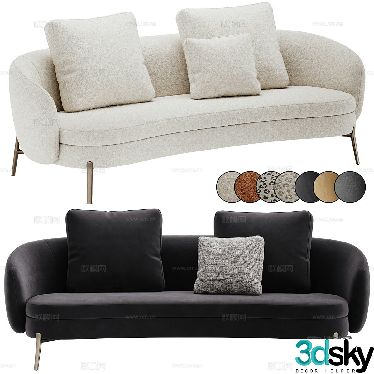 Modern Cream Style Poliform Orbis Casual Sofa 3D Model